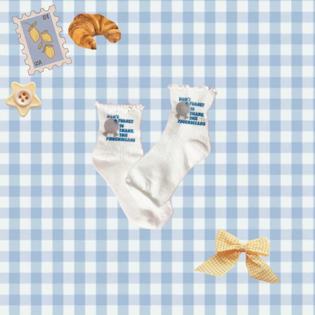 PRE-ORDER thank the phoenicians ruffle socks!!